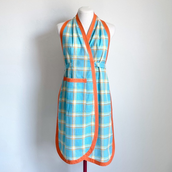 Vintage 60's Handmade Plaid Apron